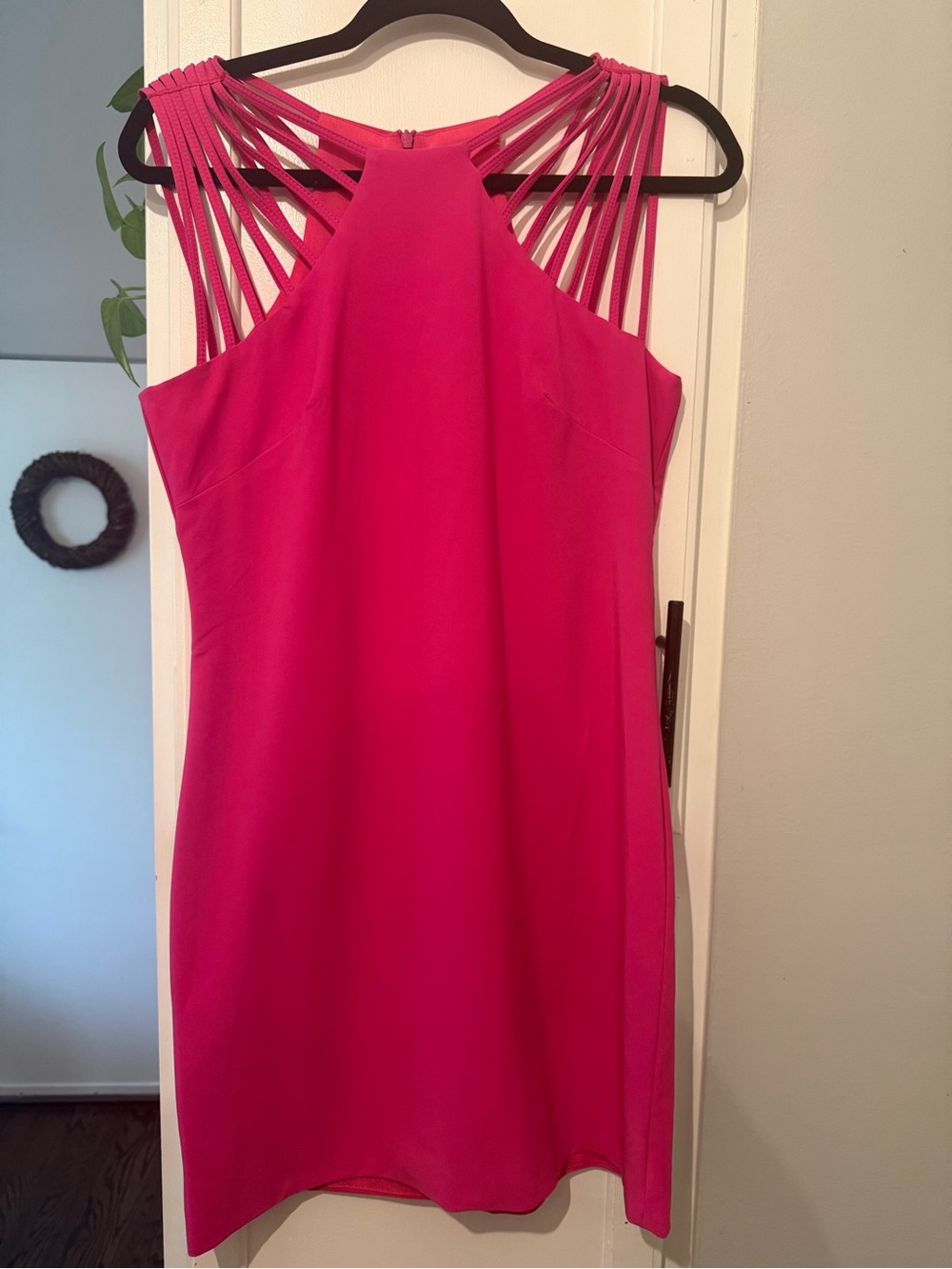 Dress the Population Hot Pink Strappy Halter Mini Dress